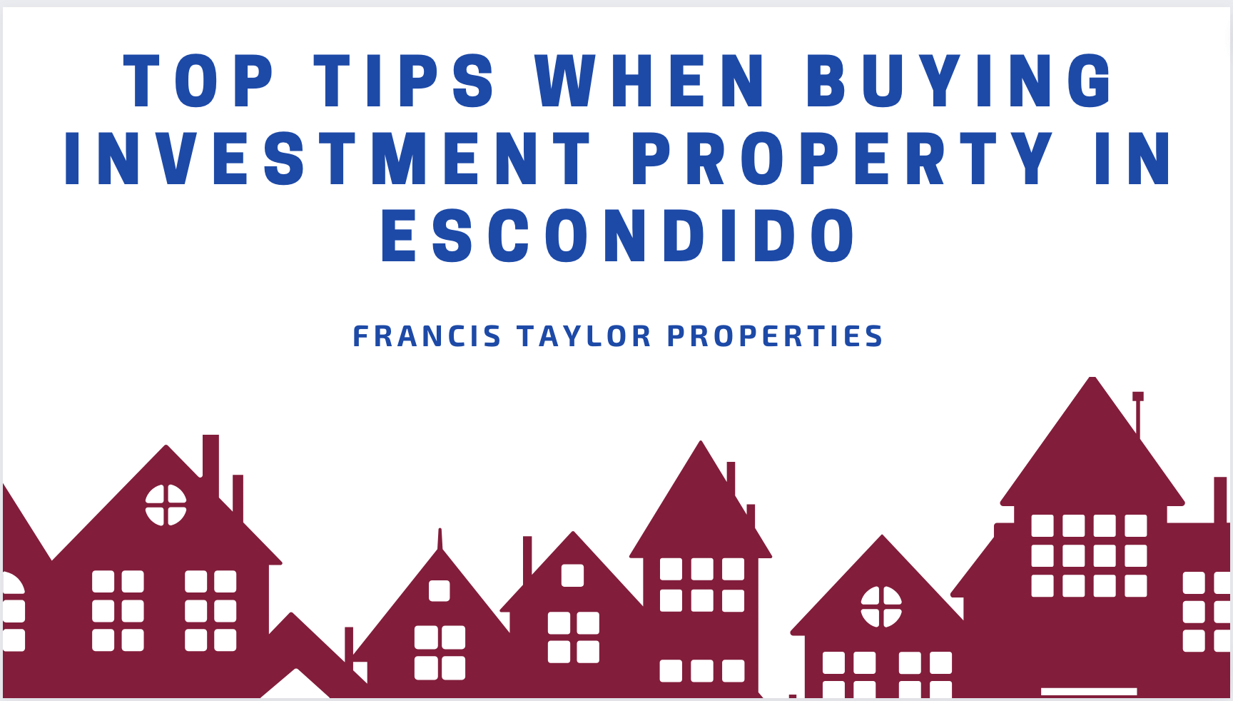 Top Tips When Buying Investment Property in Escondido